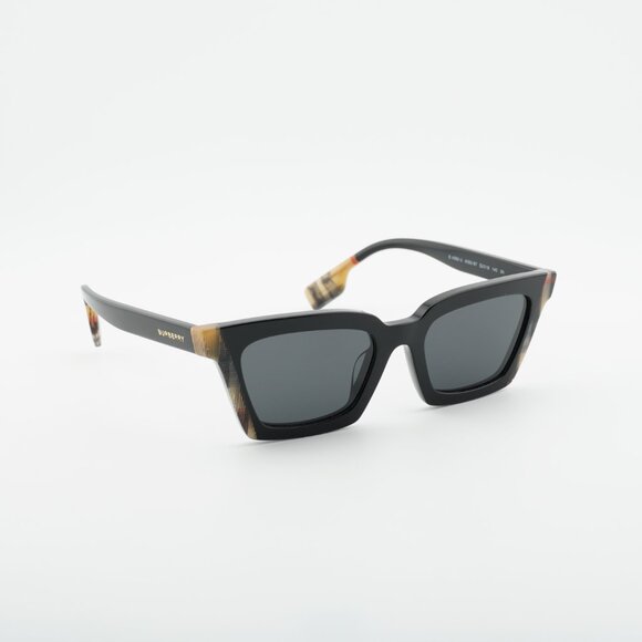 Burberry BE4392U 405587 Sunglasses Black/Vintage Check Square Frame, Grey Lenses main image 11